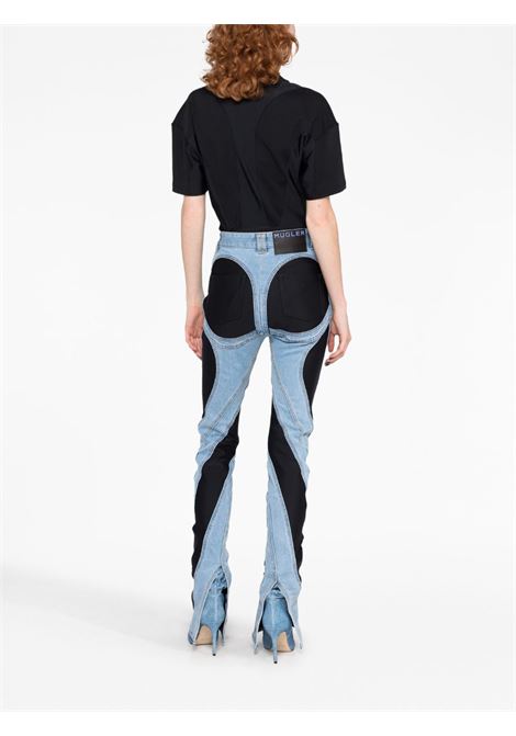 Blue and black panel-design jeans - women  MUGLER | 23S6PA0358246B0599