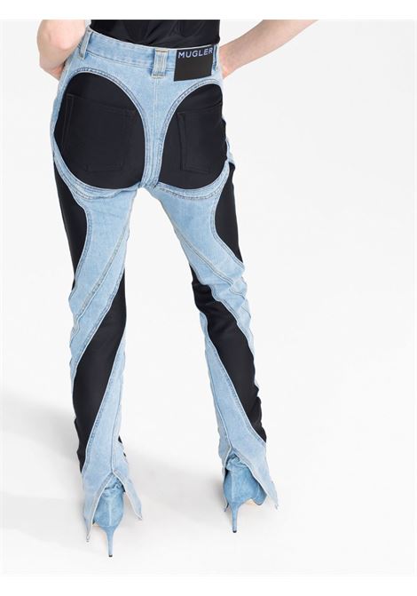 Blue and black panel-design jeans - women  MUGLER | 23S6PA0358246B0599