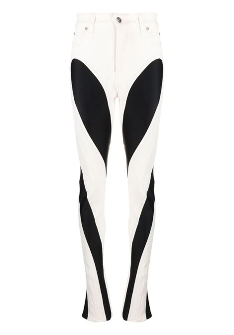 Black and white contrast-panel skinny-fit jeans - women MUGLER | 23S6PA0358246B1119