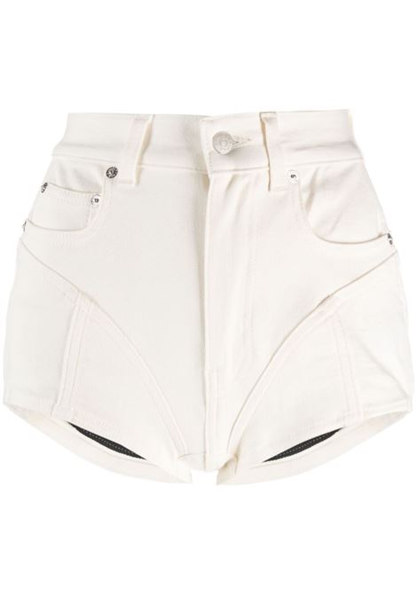 Shorts in denim spiral in bianco - donna