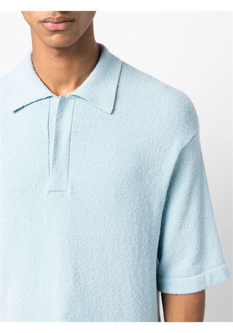 Light blue textured short-sleeve polo shirt - men NANUSHKA | NM23RSSH00652
