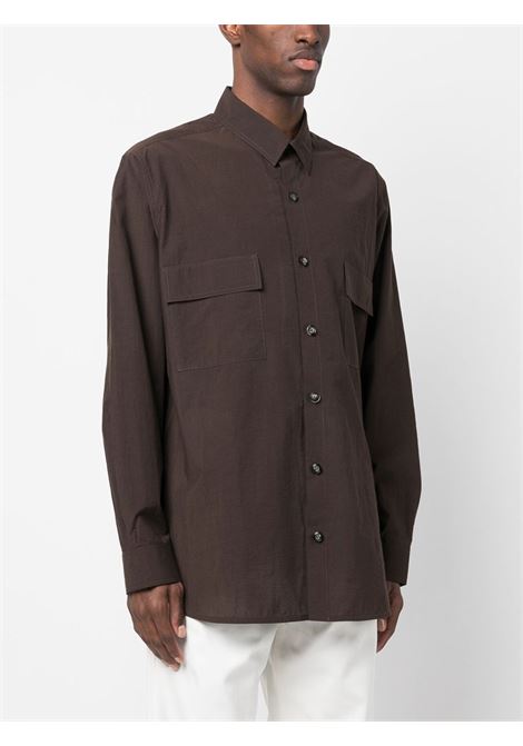 Dark brown long-sleeve button-fastening shirt - men NANUSHKA | NM23RSSH01078