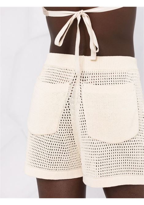 Beige crochet tie-fastening shorts - women NANUSHKA | NW22BCST00272