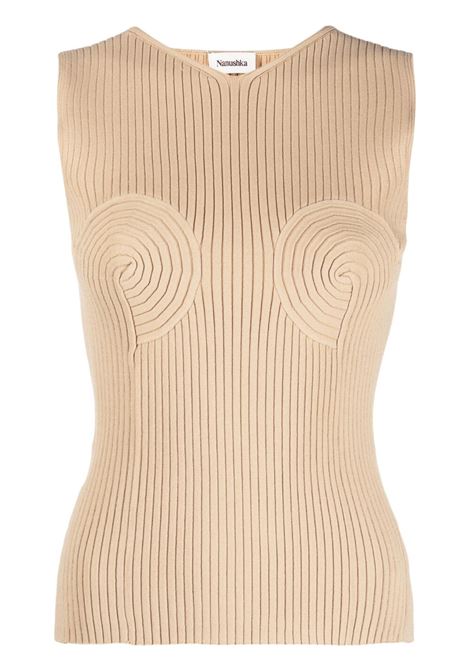 Beige shaped-bustier knitted top - women NANUSHKA | NW23RSTP00673