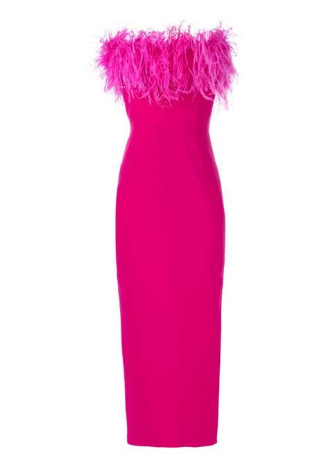 Pink feather-detail midi dress - women  NEW ARRIVALS | NA01EV0173EHTPNK