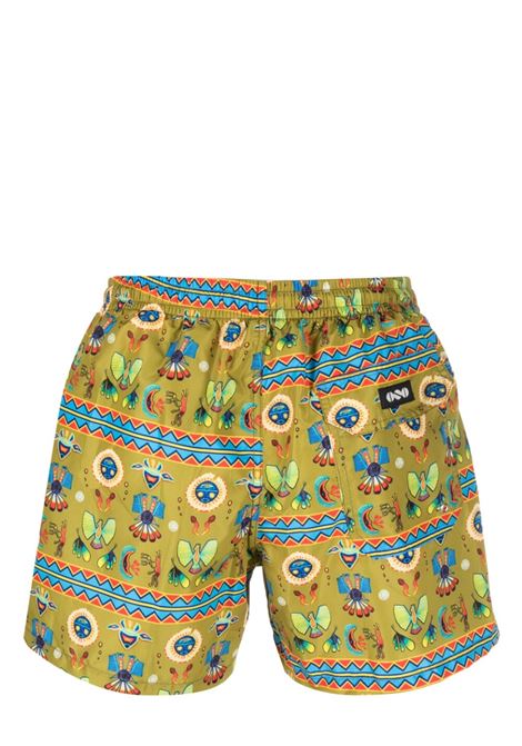 Green graphic-print swim shorts - men NOS | BASIC107FNTS