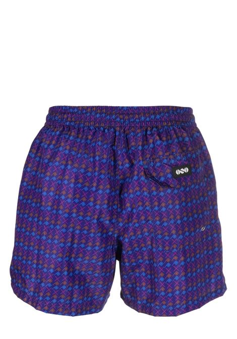 Blue graphic-print swim shorts - men NOS | BASIC22FNTS