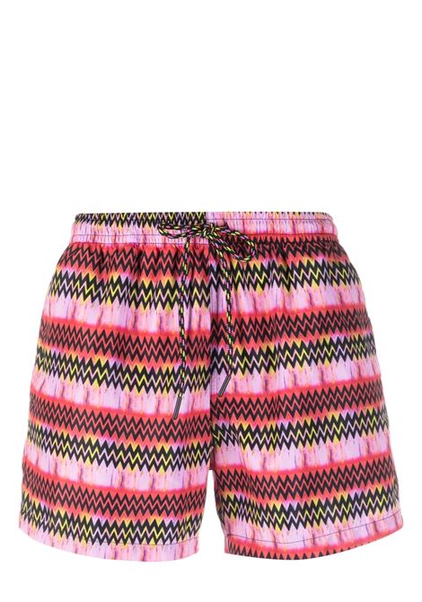 Multicolour zigzag elasticated swim shorts - men NOS | BASIC29FNTS