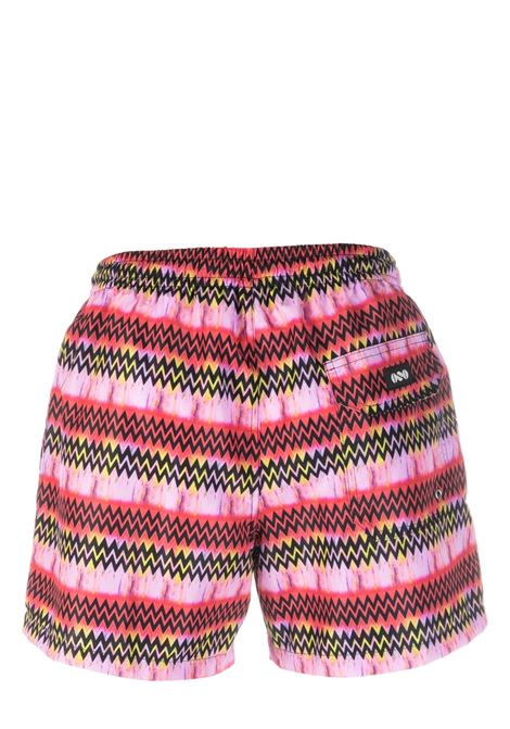 Multicolour zigzag elasticated swim shorts - men NOS | BASIC29FNTS