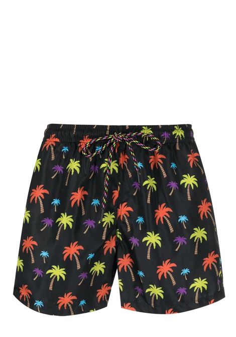 Black palm-tree print swim shorts - men NOS | BASIC75FNTS