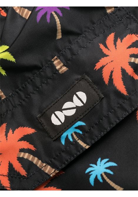 Black palm-tree print swim shorts - men NOS | BASIC75FNTS