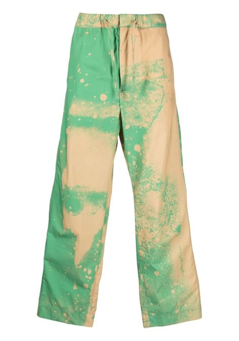 Green and beige spray-paint effect track trousers - men OAMC | 23E28OAU31COTOA043324