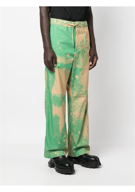 Green and beige spray-paint effect track trousers - men OAMC | 23E28OAU31COTOA043324