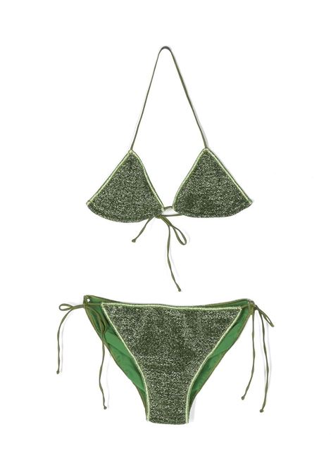 Green metallic triangle bikini set - kids OSÉREE KIDS | LTS601GTWOPIECEGRN