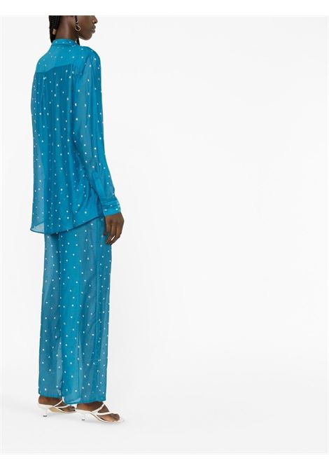 Blue crystal-embellished shirt - women  OSÉREE | GSF224TRQS