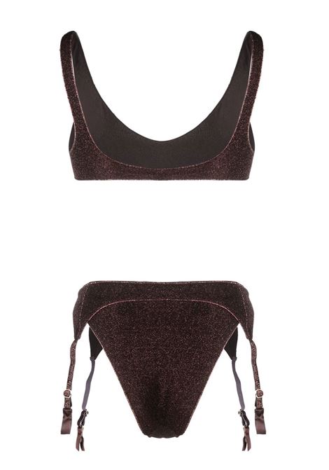 Brown lurex-detail two-piece bikini - women OSÉREE | LOSS238CHCLT