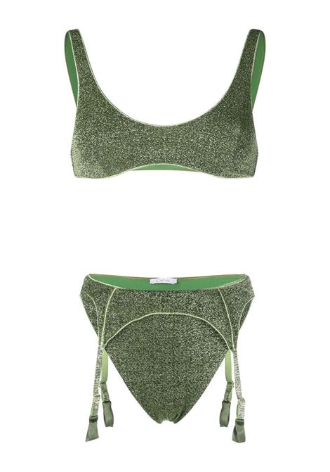 Green lurex-detail two-piece bikini - women OSÉREE | LOSS238GRN