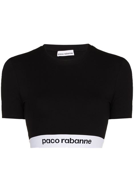 Black logo print cropped top - women PACO RABANNE | 19EJTO002VI0071P001