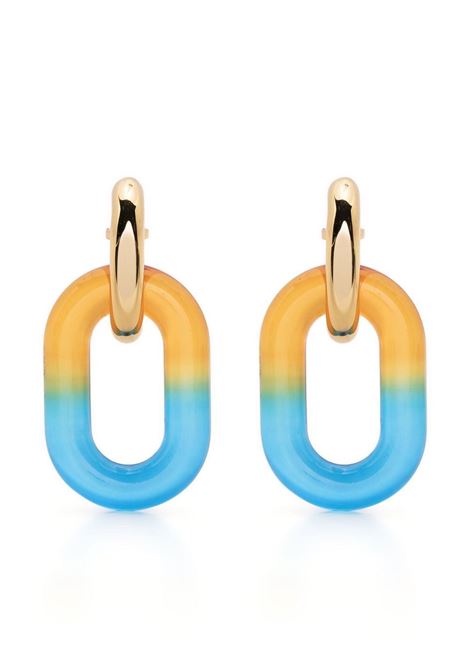 Blue and gold Link double-hoop earrings - women PACO RABANNE | 23PBB0024MET420M768