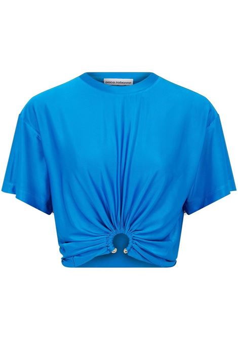 Blue gathered-detail short-sleeve T-shirt - women PACO RABANNE | 23PJTO539VI0267P426