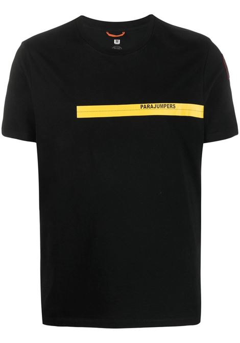 Black logo stripe-print T-shirt - men PARAJUMPERS | PMTEEIT01P42541
