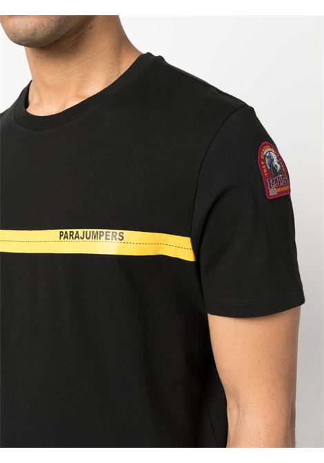 Black logo stripe-print T-shirt - men PARAJUMPERS | PMTEEIT01P42541