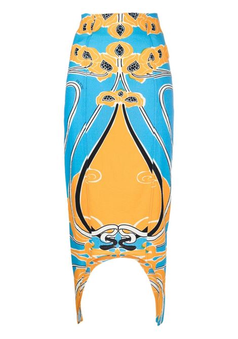 Multicolored curved-hem midi skirt - women PATOU | SK04001415055