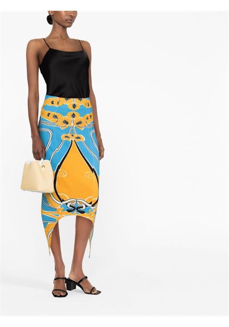 Multicolored curved-hem midi skirt - women PATOU | SK04001415055
