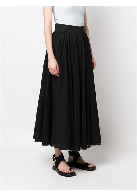 Black perforated high-waisted skirt - women  PHILOSOPHY DI LORENZO SERAFINI | A011021200555