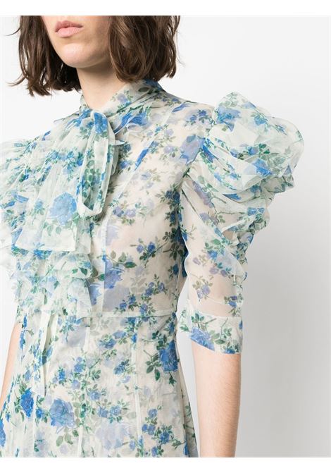 White, blue and green floral-print puss-bow dress - women PHILOSOPHY DI LORENZO SERAFINI | A044507151002