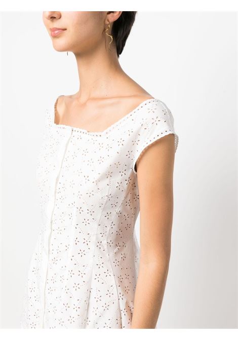 White floral-embroidery asymmetric dress - women PHILOSOPHY DI LORENZO SERAFINI | A045921200002