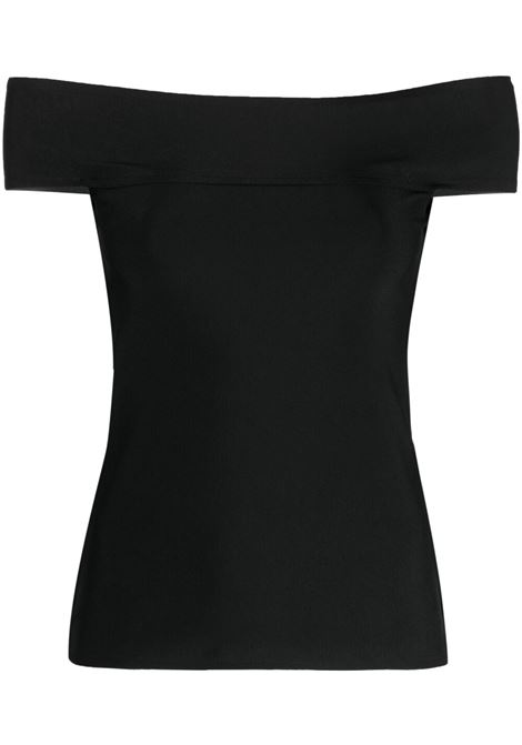 Black off-shoulder short-sleeved top - women PHILOSOPHY DI LORENZO SERAFINI | A091421000555