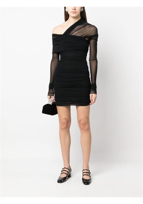 Black one-shoulder draped mini dress - women PHILOSOPHY DI LORENZO SERAFINI | V046521180555
