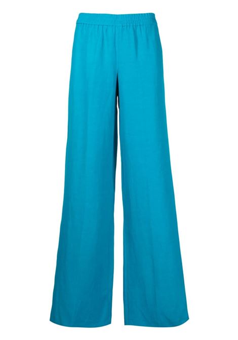 Blue elasticated-waist palazzo trousers - women  PT01 | VSLD000STDFT350395