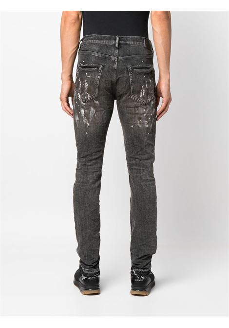 Grey distressed slim-fit jeans - men PURPLE | PBP001BDVP