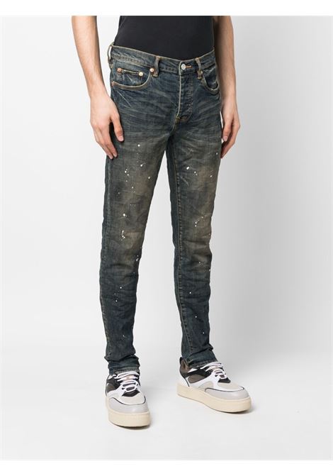 Jeans skinny con schizzi di vernice in blu - uomo PURPLE | PBP001DIVP