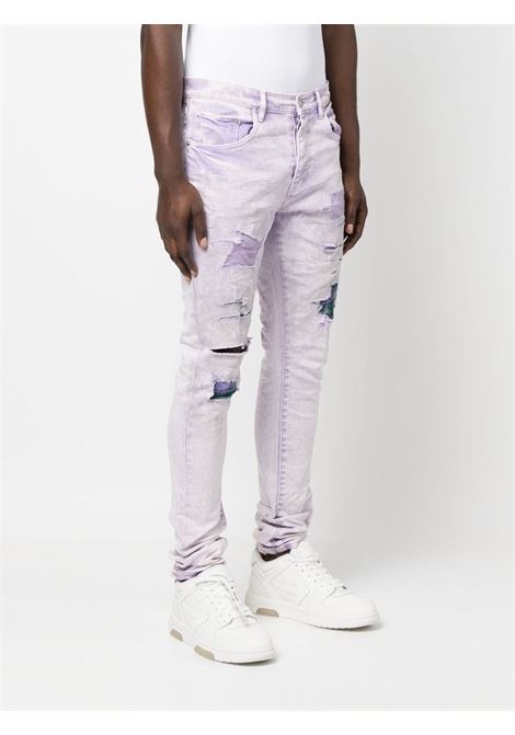 Purple distressed low-rise skinny jeans - men PURPLE | PBP001LRPP