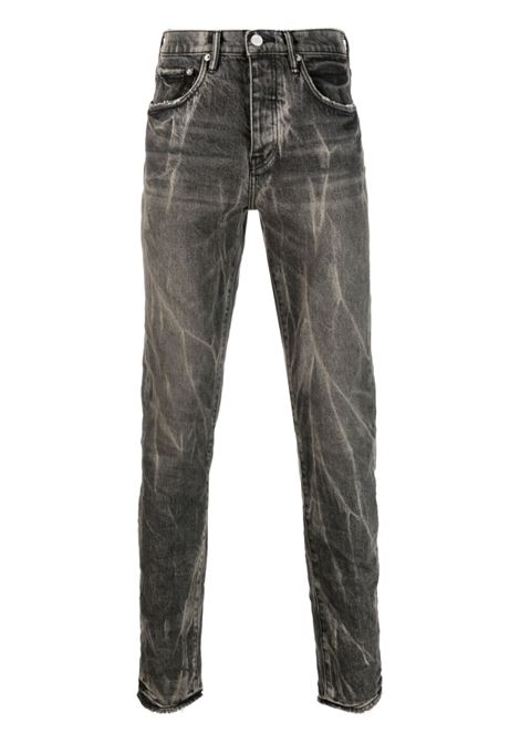 Black bleached effect slim-fit jeans - men PURPLE | PBP001WBTA