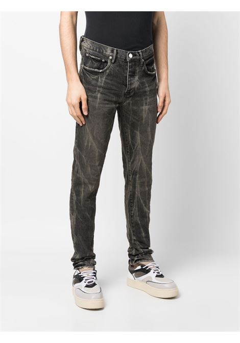 Black bleached effect slim-fit jeans - men PURPLE | PBP001WBTA