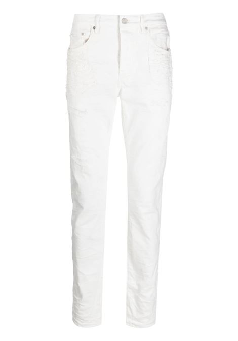Jeans skinny con effetto vissuto in bianco - uomo PURPLE | PBP001WQDP