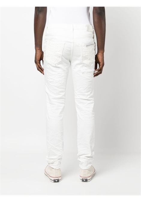 White distressed-effect skinny jeans - men PURPLE | PBP001WQDP