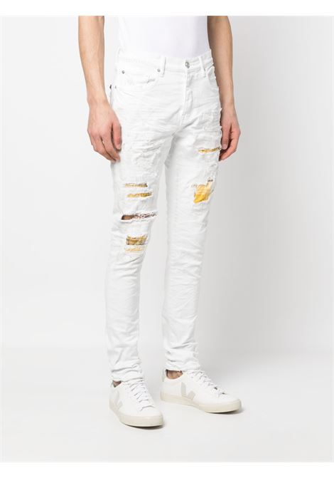 White ripped-detail skinny jeans - men PURPLE | PBP001WRPP