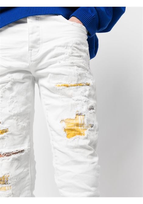 White ripped-detail skinny jeans - men PURPLE | PBP001WRPP