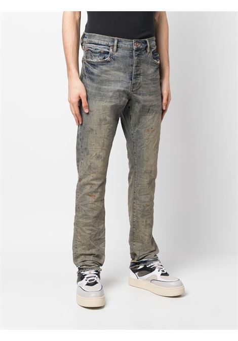Blue bleached effect straight-leg jeans - men PURPLE | PBP005IORS