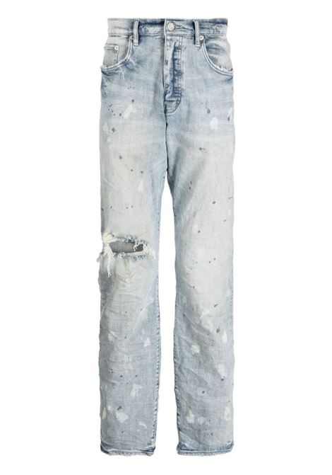 Light blue distressed straight leg jeans - men PURPLE | PBP005LIAB