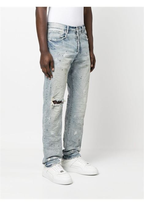 Jeans dritti con effetto vissuto in azzuro - uomo PURPLE | PBP005LIAB