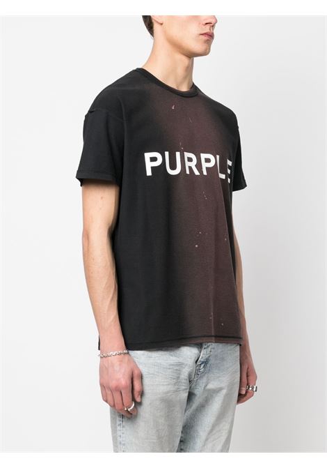 T-shirt con stampa in nero - uomo PURPLE | PBP101JBCT