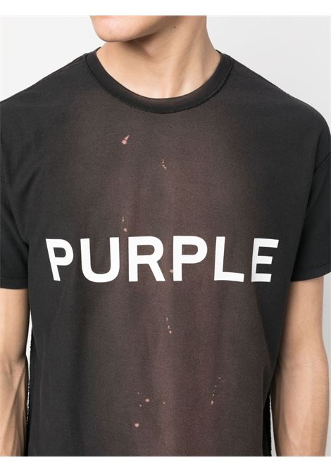 Black logo-print textured jersey T-shirt - men PURPLE | PBP101JBCT