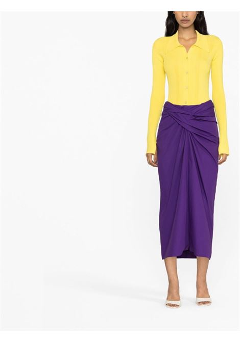 Purple high-waisted gathered-detail skirt - women QUIRA | Q231COQ0074