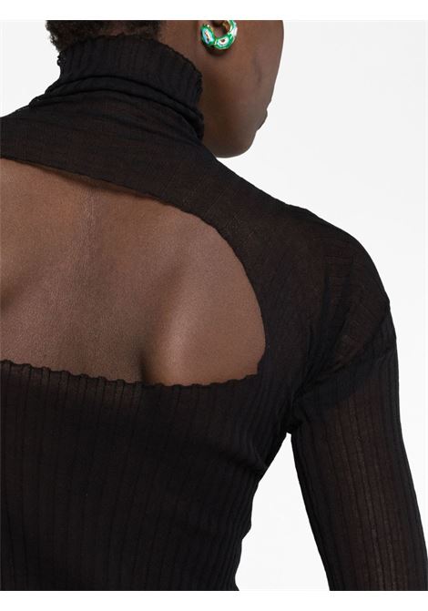 Black open-back ribbed knit top - women QUIRA | Q750KCQ0009